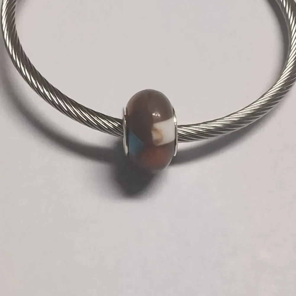 Brown Purple Red White‎ Block Charm for Pandora Style Bracelet - Picture 4 of 5